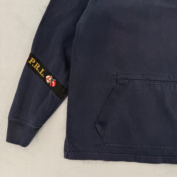 Vintage Polo Ralph Lauren Navy Blue Rugby Shirt Crest Patch Custom Fit Mens M - Picture 6 of 16
